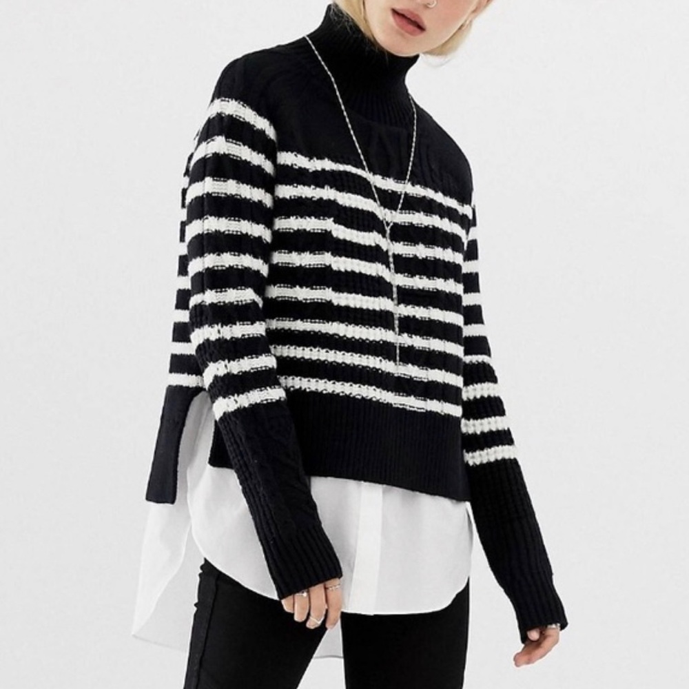 ALLSAINTS MARI ROLL NECK SWEATER / UNDER SHIRT COMBO. ꧁꧂ LARGE - LIKE NEW